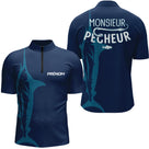 Polo Pêcheur Personnalisé Bleu Marine - Monsieur Pêcheur - Polo Zippé Homme