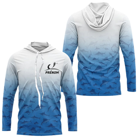 Polo Pêcheur Personnalisé Marlin Bleue - Le Style Unique - Long Sleeves Hoodie Homme