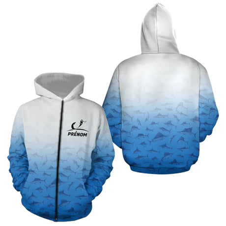 Polo Pêcheur Personnalisé Marlin Bleue - Le Style Unique - Zippe Hoodie Homme