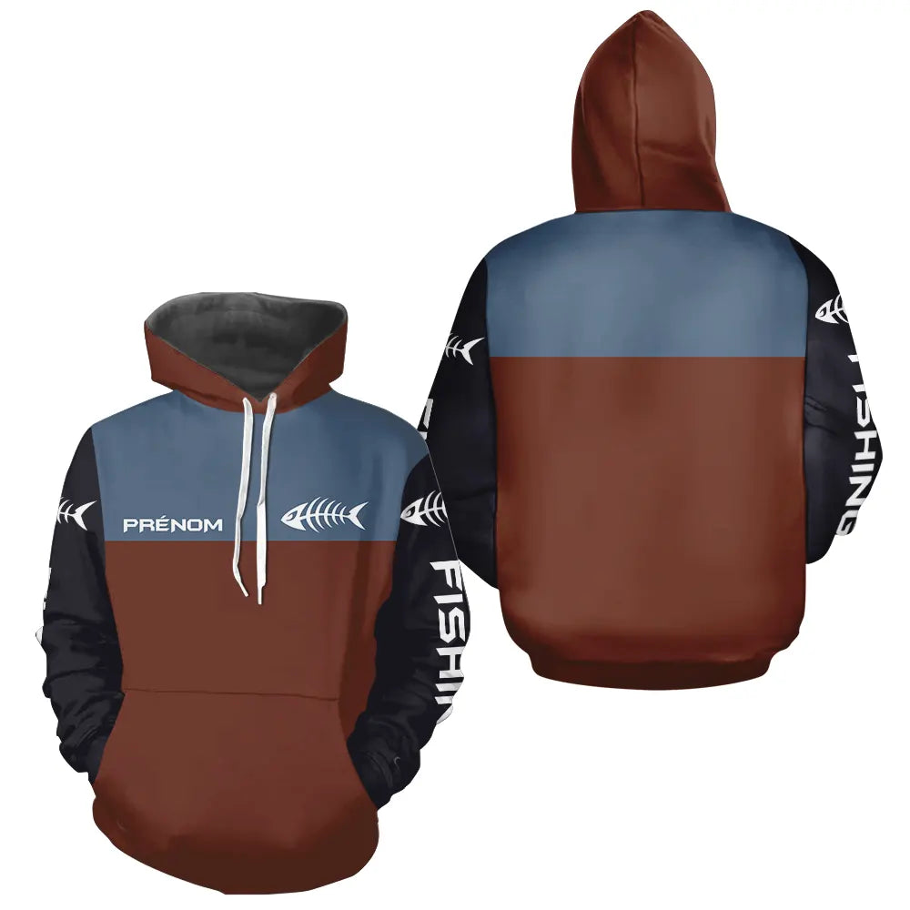 Polo Pêcheur Personnalisé Marron & Bleu Ardoise - Hoodie Homme