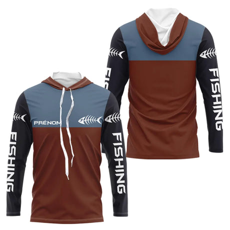 Polo Pêcheur Personnalisé Marron & Bleu Ardoise - Long Sleeve Hoodie Homme