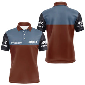 Polo Pêcheur Personnalisé Marron & Bleu Ardoise - Polo Homme