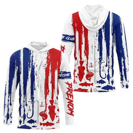 Polo Pêcheur Personnalisé Prénom France - Bleu Blanc Rouge - Long Sleeves Hoodie Homme