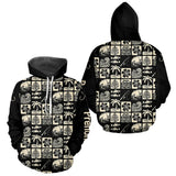 Polo Pêcheur Personnalisé Style Hawaïen - Noir & Beige - Hoodie Homme