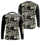 Polo Pêcheur Personnalisé Style Hawaïen - Noir & Beige - Long Sleeves Homme