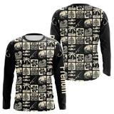 Polo Pêcheur Personnalisé Style Hawaïen - Noir & Beige - Long Sleeves Homme