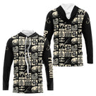 Polo Pêcheur Personnalisé Style Hawaïen - Noir & Beige - Long Sleeves Hoodie Homme