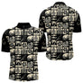 Polo Pêcheur Personnalisé Style Hawaïen - Noir & Beige - Polo Zippé Homme