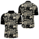 Polo Pêcheur Personnalisé Style Hawaïen - Noir & Beige - Polo Zippé Homme