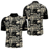 Polo Pêcheur Personnalisé Style Hawaïen - Noir & Beige - Polo Zippé Homme