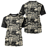Polo Pêcheur Personnalisé Style Hawaïen - Noir & Beige - T-Shirt Homme