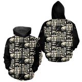Polo Pêcheur Personnalisé Style Hawaïen - Noir & Beige - Zippé Hoodie Homme