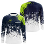 Polo Pêcheur Personnalisable Bleu Vert Néon - Style Passion - Long Sleeves Homme