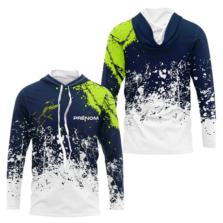 Polo Pêcheur Personnalisable Bleu Vert Néon - Style Passion - Long Sleeves Hoodie Homme