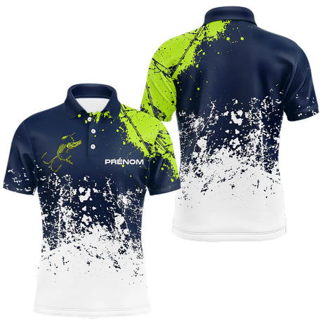 Polo Pêcheur Personnalisable Bleu Vert Néon - Style Passion - Polo Homme