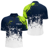 Polo Pêcheur Personnalisable Bleu Vert Néon - Style Passion - Polo Zippe Homme