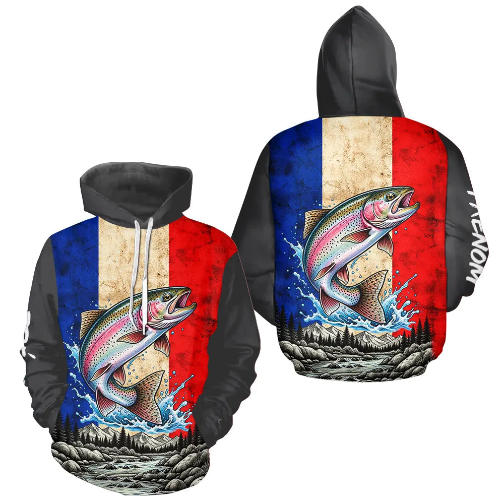 Polo Pêcheur Sportif France Saumon - Blanc Bleu Rouge - Hoodie Homme