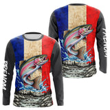 Polo Pêcheur Sportif France Saumon - Blanc Bleu Rouge - Long Sleeves Shirt Homme