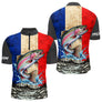 Polo Pêcheur Sportif France Saumon - Blanc Bleu Rouge - Polo Zippé Homme