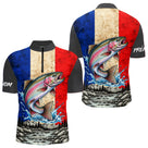 Polo Pêcheur Sportif France Saumon - Blanc Bleu Rouge - Polo Zippé Homme