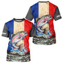 Polo Pêcheur Sportif France Saumon - Blanc Bleu Rouge - T-Shirt Homme