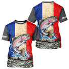Polo Pêcheur Sportif France Saumon - Blanc Bleu Rouge - T-Shirt Homme