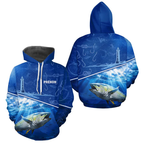 Polo Pêcheur Thon Bleu - Personnalisé Avec Prénom - Hoodie Homme