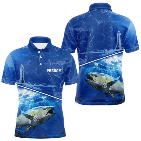 Polo Pêcheur Thon Bleu - Personnalisé Avec Prénom - Polo Homme