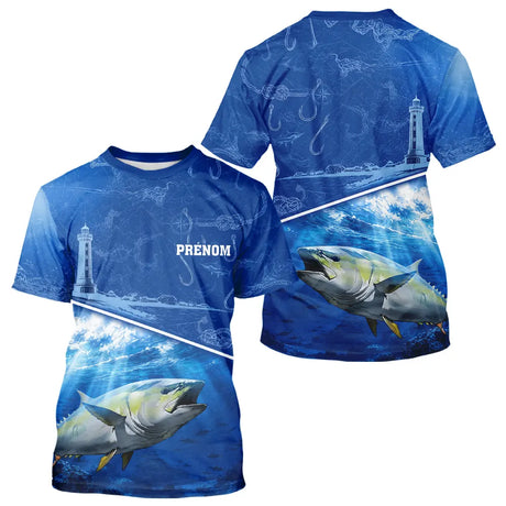 Polo Pêcheur Thon Bleu - Personnalisé Avec Prénom - T-Shirt Homme