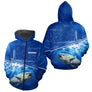 Polo Pêcheur Thon Bleu - Personnalisé Avec Prénom - Zippé Hoodie Homme