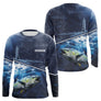 Polo Pêcheur Thon Bleu Marine Et Phare - Personnalisé Prénom - Long Sleeves Homme