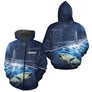 Polo Pêcheur Thon Bleu Marine Et Phare - Personnalisé Prénom - Zippé Hoodie Homme