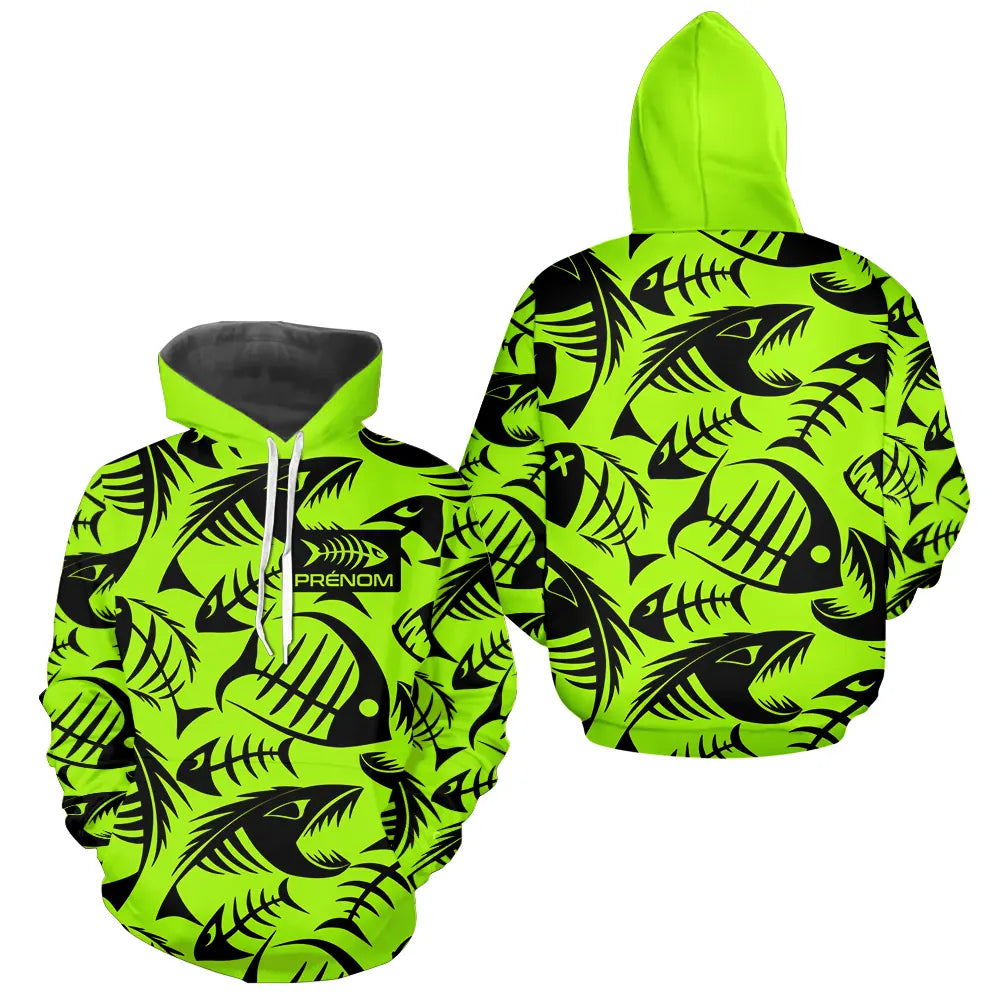 Polo Pêcheur Vert Fluo Arête De Poisson Personnalisé - Hoodie Homme