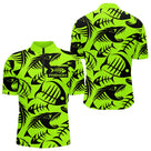 Polo Pêcheur Vert Fluo Arête De Poisson Personnalisé - Polo Zippé Homme