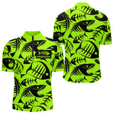 Polo Pêcheur Vert Fluo Arête De Poisson Personnalisé - Polo Zippé Homme