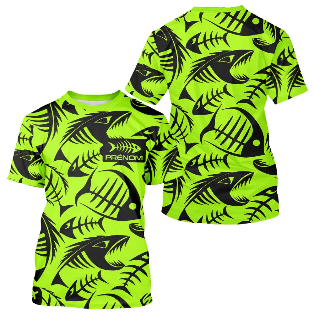 Polo Pêcheur Vert Fluo Arête De Poisson Personnalisé - T-Shirt Homme