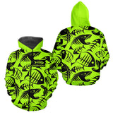 Polo Pêcheur Vert Fluo Arête De Poisson Personnalisé - Zippé Hoodie Homme