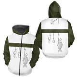 Polo Pêcheur Vert Kaki & Blanc - Passion Carpiste - Zippe Hoodie Homme