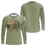 Polo Pêcheur Vert Olive "Papa Pêche" Homme Personnalisé - Long Sleeves Homme