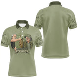 Polo Pêcheur Vert Olive "Papa Pêche" Homme Personnalisé - Polo Homme