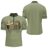 Polo Pêcheur Vert Olive "Papa Pêche" Homme Personnalisé - Polo Zippe Homme