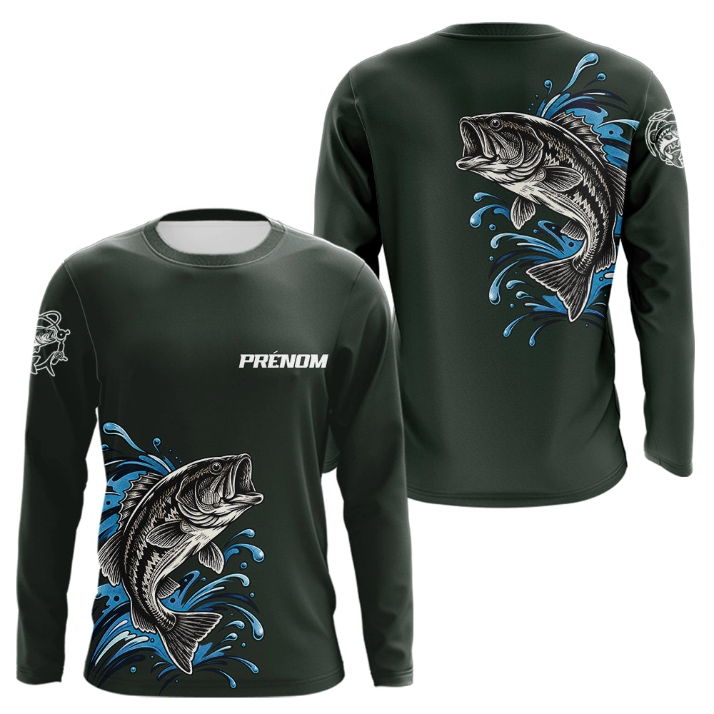Polo Pêcheur Vert Personnalisé Brochet - Homme Design - Long Sleeves Homme