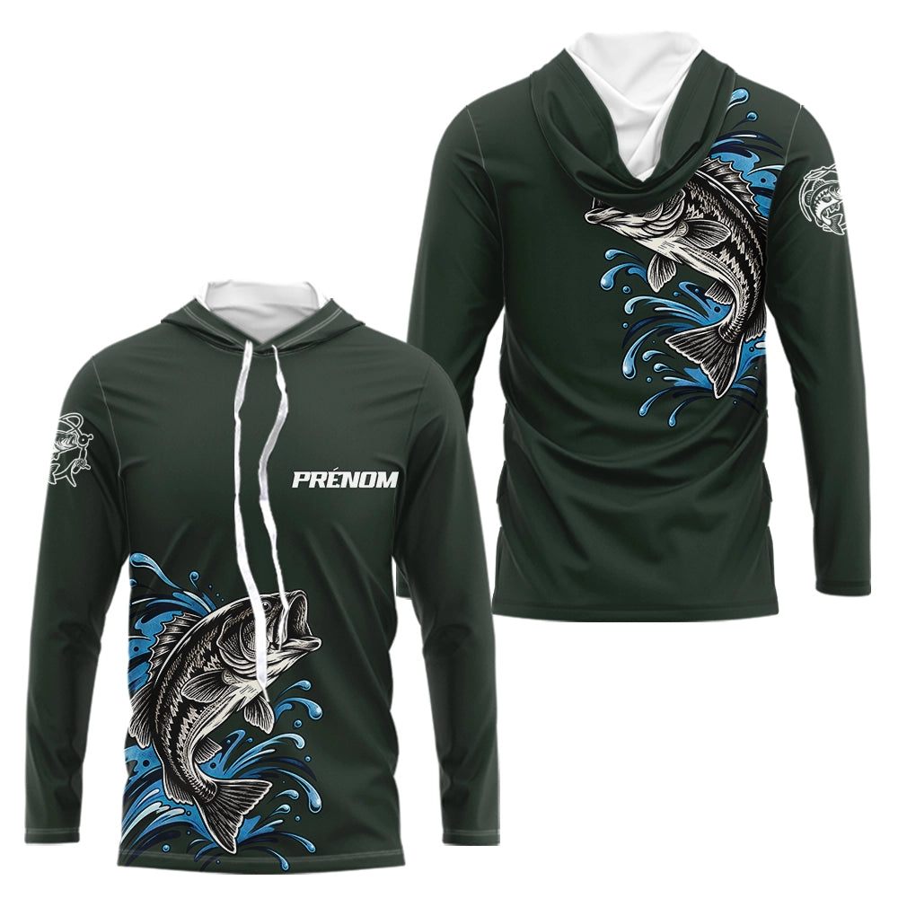 Polo Pêcheur Vert Personnalisé Brochet - Homme Design - Long Sleeves Hoodie Homme