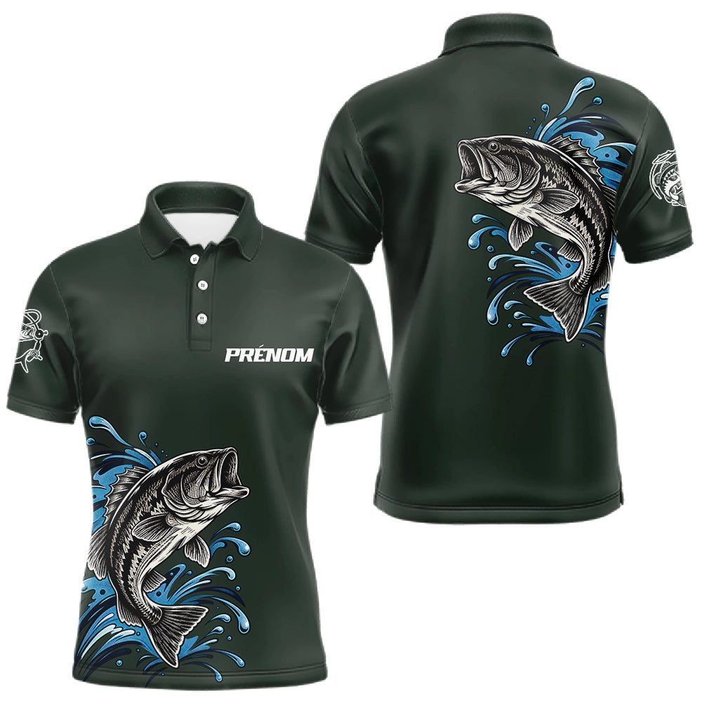 Polo Pêcheur Vert Personnalisé Brochet - Homme Design - Polo Homme