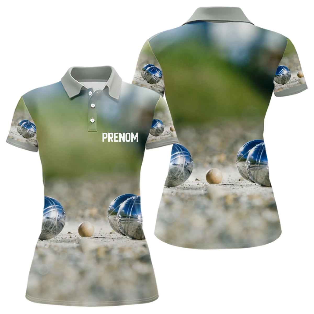 Polo Pétanque 3D Personnalisé Nom et Boules - Homme Femme - Polo Femme