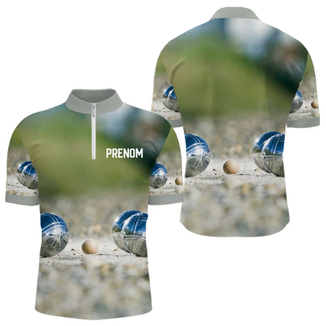 Polo Pétanque 3D Personnalisé Nom et Boules - Homme Femme - Polo Zippé Homme