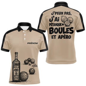 Polo Pétanque & Apéro - Boules Beige Personnalisé - Polo Homme