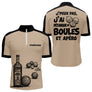 Polo Pétanque & Apéro - Boules Beige Personnalisé - Polo Zippé Homme