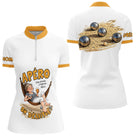 Polo Pétanque & Apéro - La Style Blanc & Jaune Personnalisé - Polo Zippé Femme