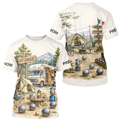 Polo Pétanque Apéro Camping - Cadeau Beige Personnalisé - T-Shirt Homme